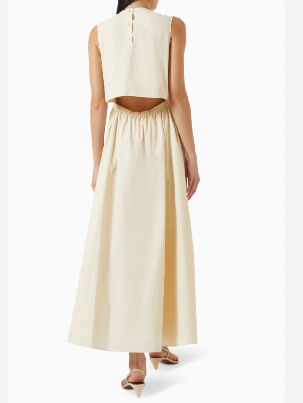 COS Cut-out Maxi Dress in Cotton in Ivory Off White Size 12 A-line dress